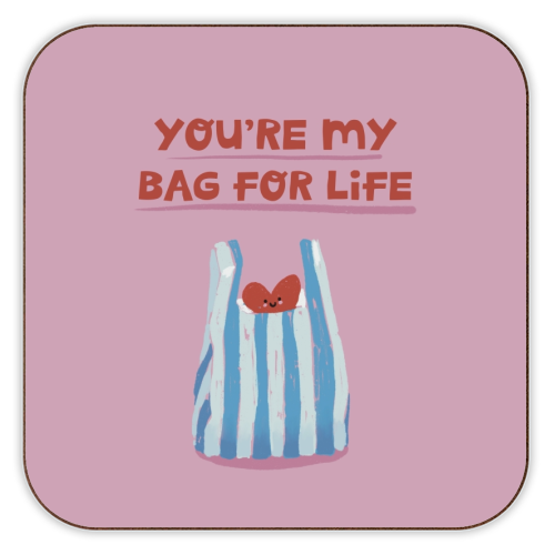 Funny bag for life Valentine gift - personalised beer coaster by Giddy Kipper