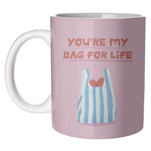 Funny bag for life Valentine gift - unique mug by Giddy Kipper