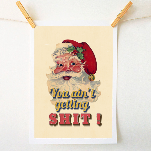 Funny Christmas Retro Santa - A1 - A4 art print by Ania Wieclaw