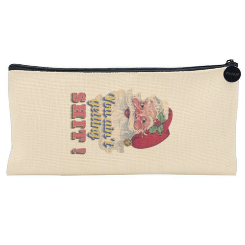Funny Christmas Retro Santa - flat pencil case by Ania Wieclaw