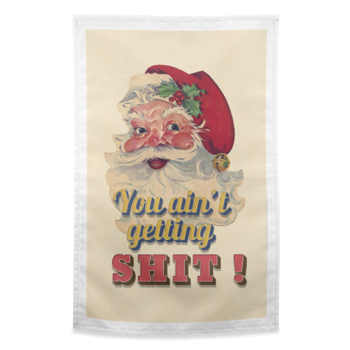 Funny Christmas Retro Santa - funny tea towel by Ania Wieclaw