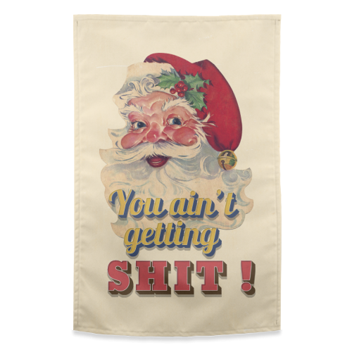 Funny Christmas Retro Santa - funny tea towel by Ania Wieclaw