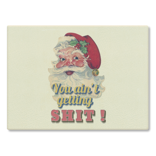 Funny Christmas Retro Santa - glass chopping board by Ania Wieclaw
