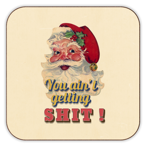 Funny Christmas Retro Santa - personalised beer coaster by Ania Wieclaw