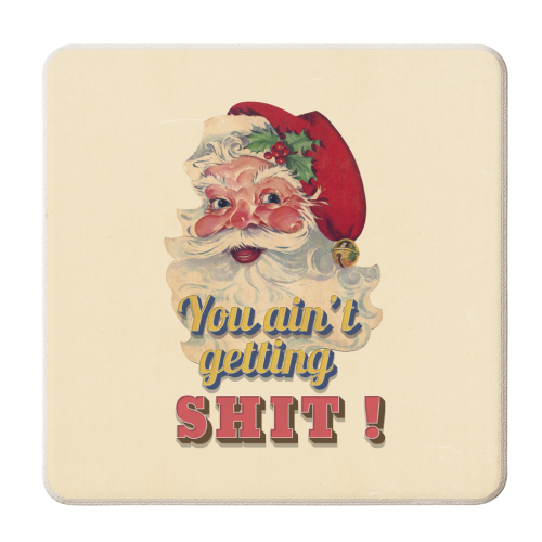 Funny Christmas Retro Santa - personalised beer coaster by Ania Wieclaw
