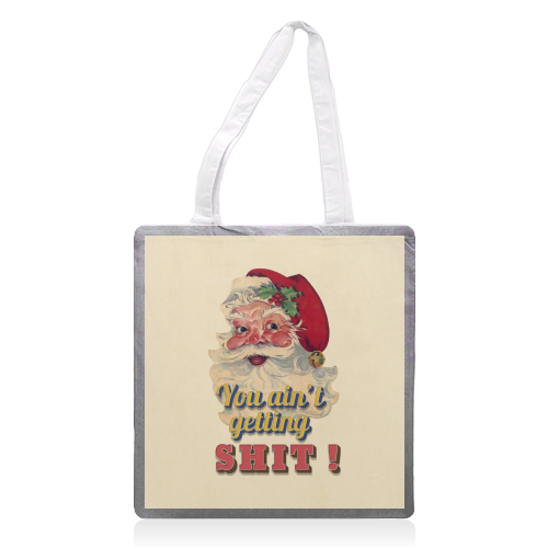 Funny Christmas Retro Santa - printed canvas tote bag by Ania Wieclaw