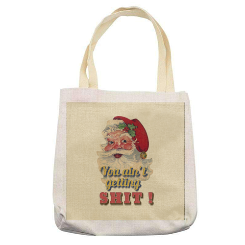 Funny Christmas Retro Santa - printed canvas tote bag by Ania Wieclaw