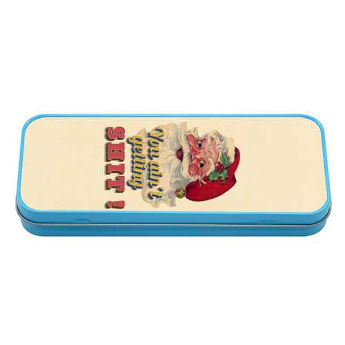 Funny Christmas Retro Santa - tin pencil case by Ania Wieclaw