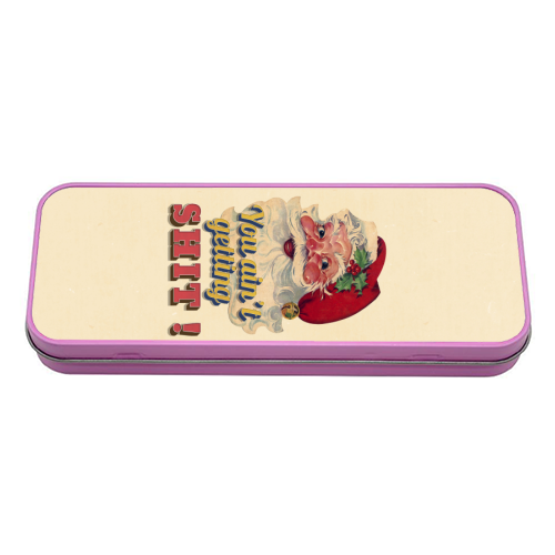 Funny Christmas Retro Santa - tin pencil case by Ania Wieclaw
