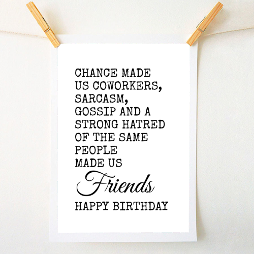 Funny Coworker Birthday Card – Sarcasm, Gossip & Friendship - A1 - A4 art print by Najib Sefroui