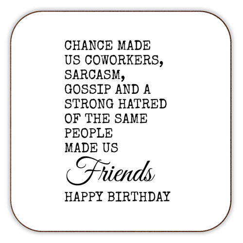 Funny Coworker Birthday Card – Sarcasm, Gossip & Friendship - personalised beer coaster by Najib Sefroui