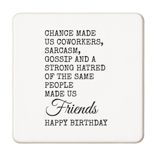 Funny Coworker Birthday Card – Sarcasm, Gossip & Friendship - personalised beer coaster by Najib Sefroui