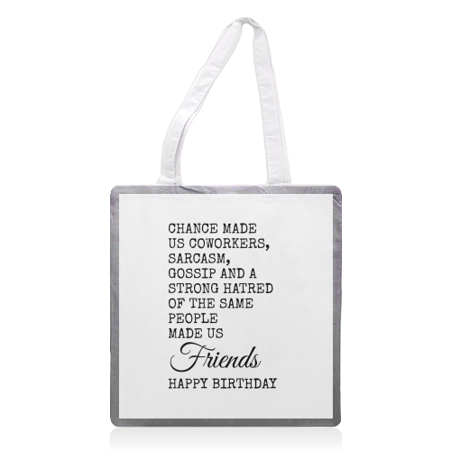 Funny Coworker Birthday Card – Sarcasm, Gossip & Friendship - printed canvas tote bag by Najib Sefroui