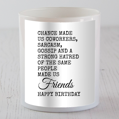 Funny Coworker Birthday Card – Sarcasm, Gossip & Friendship - scented candle by Najib Sefroui