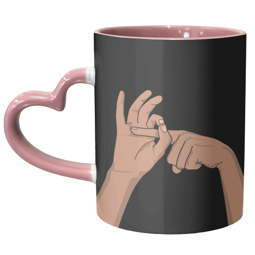 Funny hand illustration - unique mug by The Girl Next Draw