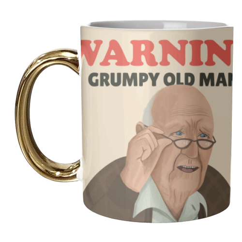 Funny Illustrated Warning Grumpy Old Man - unique mug by AbiGoLucky