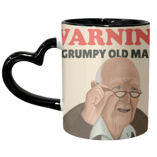 Funny Illustrated Warning Grumpy Old Man - unique mug by AbiGoLucky