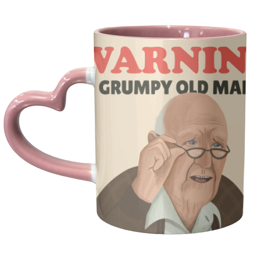 Funny Illustrated Warning Grumpy Old Man - unique mug by AbiGoLucky
