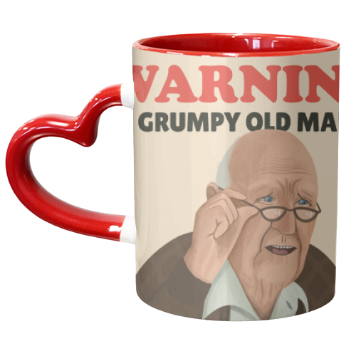 Funny Illustrated Warning Grumpy Old Man - unique mug by AbiGoLucky