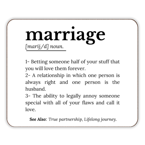 Funny Marriage Definition Typography Quote - designer placemat by timsal shol