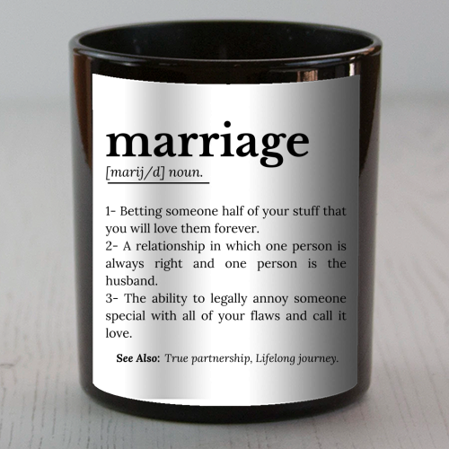 Funny Marriage Definition Typography Quote - scented candle by timsal shol