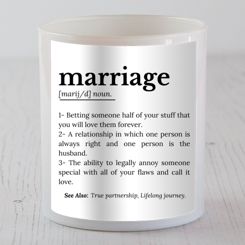 Funny Marriage Definition Typography Quote - scented candle by timsal shol