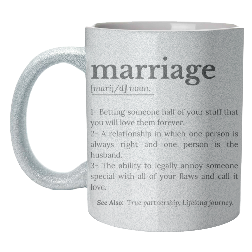 Funny Marriage Definition Typography Quote - unique mug by timsal shol