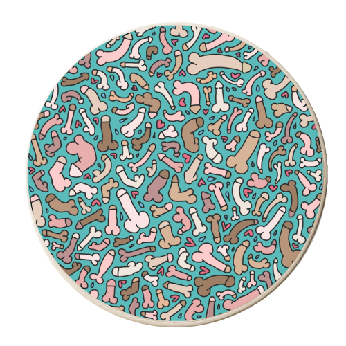 Funny penis pattern - personalised beer coaster by andrea zuza