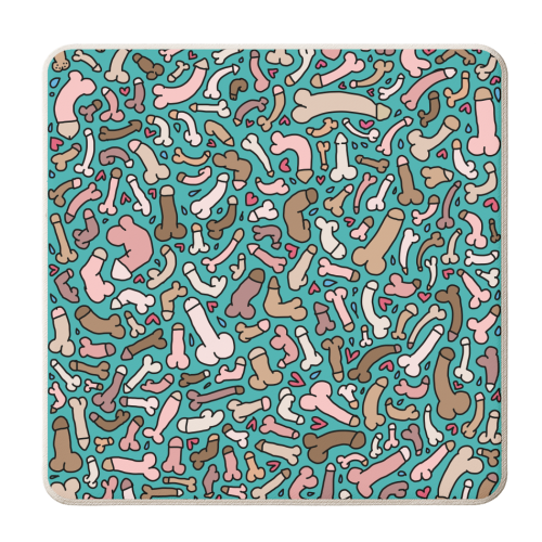 Funny penis pattern - personalised beer coaster by andrea zuza