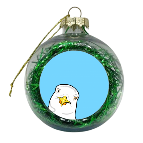 Funny Seagull Print - xmas bauble by Adam Regester