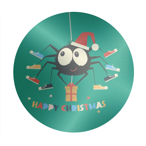 Funny Spider Christmas Santa Illustration - Circle Sticker by Ania Wieclaw