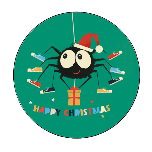 Funny Spider Christmas Santa Illustration - Circle Sticker by Ania Wieclaw