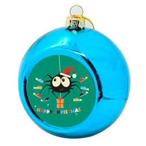 Funny Spider Christmas Santa Illustration - colourful christmas bauble by Ania Wieclaw