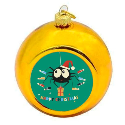 Funny Spider Christmas Santa Illustration - colourful christmas bauble by Ania Wieclaw