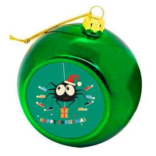 Funny Spider Christmas Santa Illustration - colourful christmas bauble by Ania Wieclaw