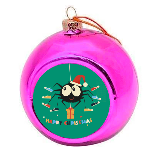 Funny Spider Christmas Santa Illustration - colourful christmas bauble by Ania Wieclaw