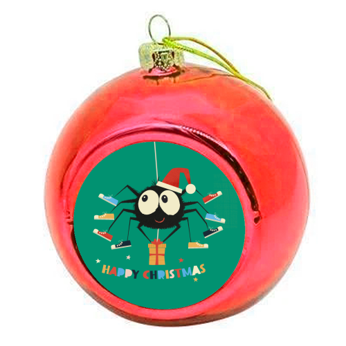 Funny Spider Christmas Santa Illustration - colourful christmas bauble by Ania Wieclaw