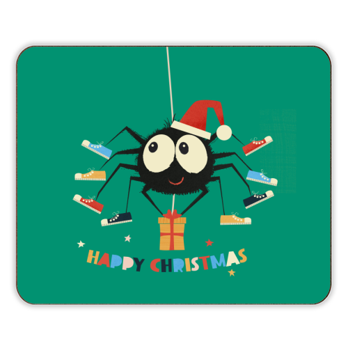 Funny Spider Christmas Santa Illustration - designer placemat by Ania Wieclaw