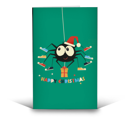Funny Spider Christmas Santa Illustration - funny greeting card by Ania Wieclaw
