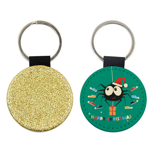 Funny Spider Christmas Santa Illustration - keyring by Ania Wieclaw