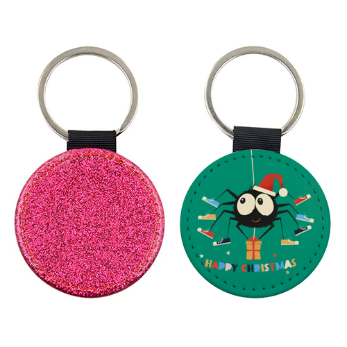 Funny Spider Christmas Santa Illustration - keyring by Ania Wieclaw