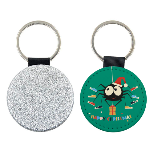 Funny Spider Christmas Santa Illustration - keyring by Ania Wieclaw