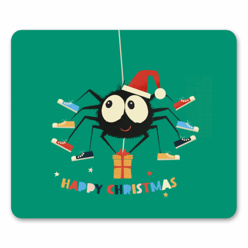 Funny Spider Christmas Santa Illustration - mouse mat by Ania Wieclaw