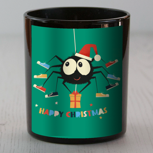 Funny Spider Christmas Santa Illustration - scented candle by Ania Wieclaw