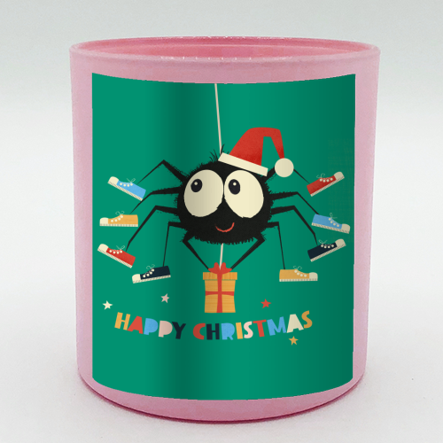 Funny Spider Christmas Santa Illustration - scented candle by Ania Wieclaw