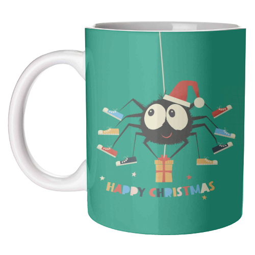 Funny Spider Christmas Santa Illustration - unique mug by Ania Wieclaw
