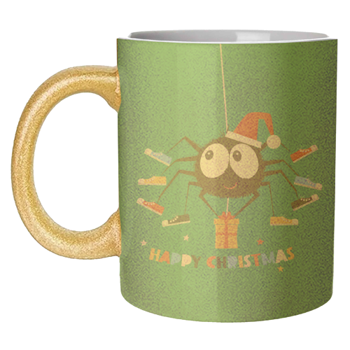 Funny Spider Christmas Santa Illustration - unique mug by Ania Wieclaw