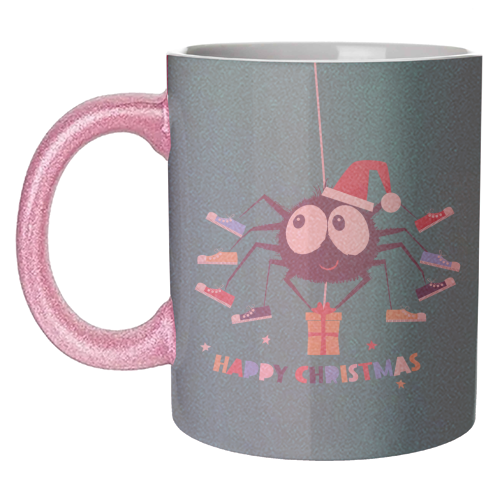 Funny Spider Christmas Santa Illustration - unique mug by Ania Wieclaw