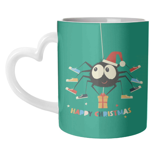 Funny Spider Christmas Santa Illustration - unique mug by Ania Wieclaw