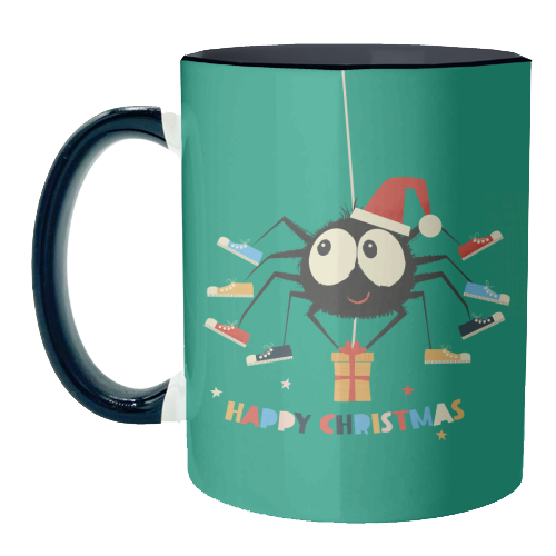 Funny Spider Christmas Santa Illustration - unique mug by Ania Wieclaw